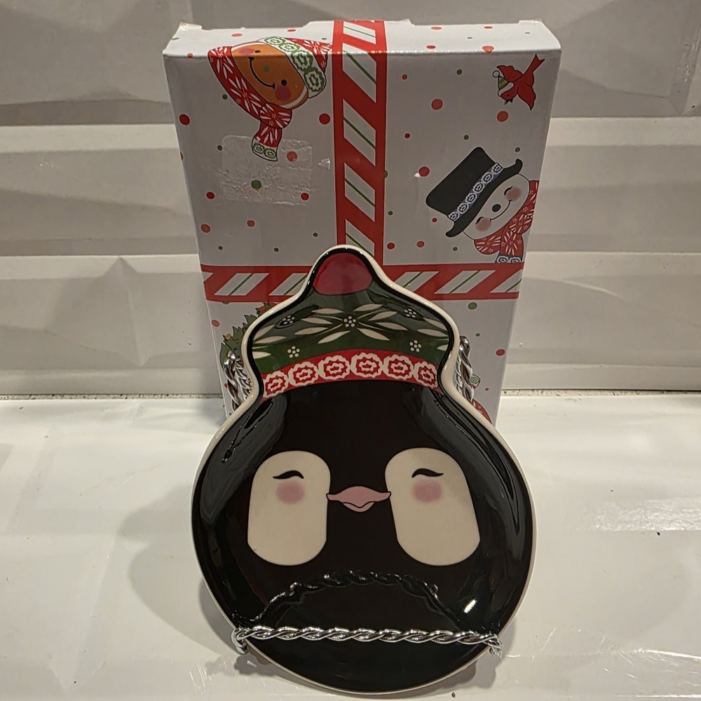 Temp-tations by Tara Whimsical Penguin Spoon Rest Trinket Tray Appetizer Plate